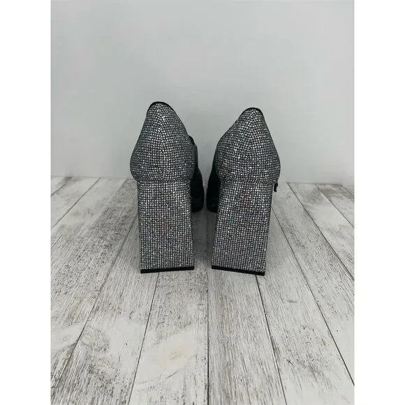 Gianni Bini 2-Night Disco Glitter Silver Rhinestone Platform Pumps Size 10M - Picture 5 of 8